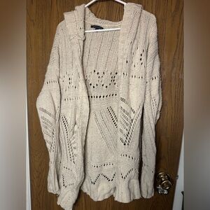 American Eagle Outfitters Cream Open-Knit Cardigan
